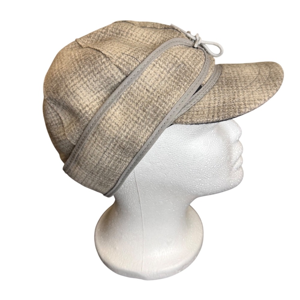 Stormy Kromer The Original Cap Tan Gray Plaid Wool Ear Flap Hat Size 6 3/4 USA